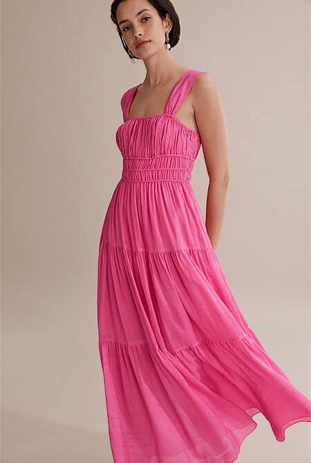 strapless open back dress Trina Turk Women's Maleko Short-Sleeve Shift Dress in Rio Rose Size 10 main image 1