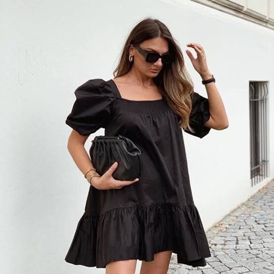 H&M - Puff Sleeve Black Dress on Designer Wardrobe