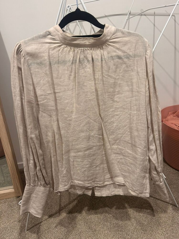 MAX Beige Linen Blend Blouse