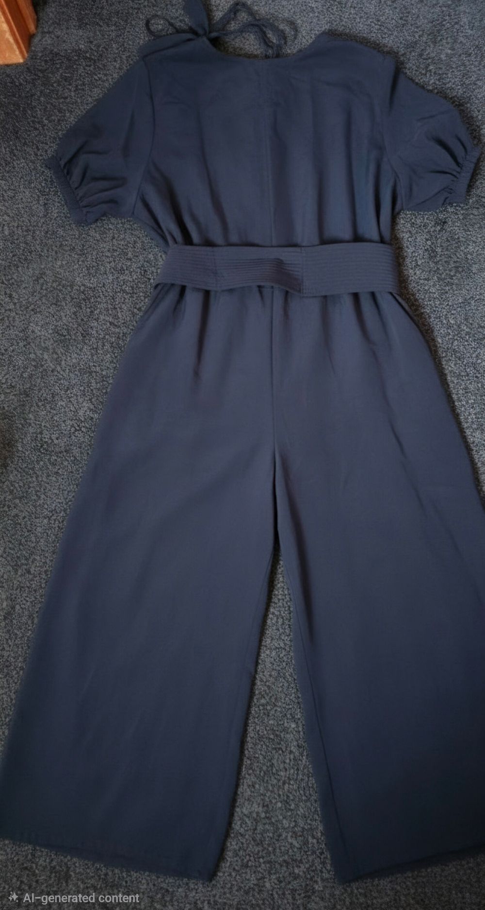 Scanlan Theodore 100% Silk Belted Puff-Sleeve Jumpsuit - Navy / Size S