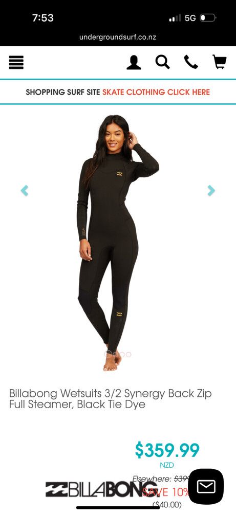 Billabong Black Tie Dye Wetsuit