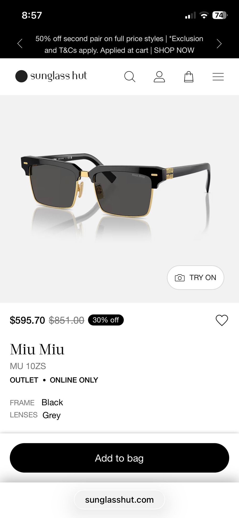 Miu Miu Black Square Sunglasses