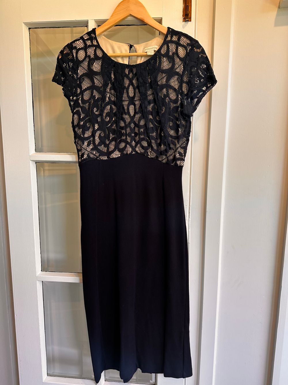 Monsoon - Monsoon Navy Blue Lace/Jersey Midi Dress - Size UK 12 on Designer  Wardrobe