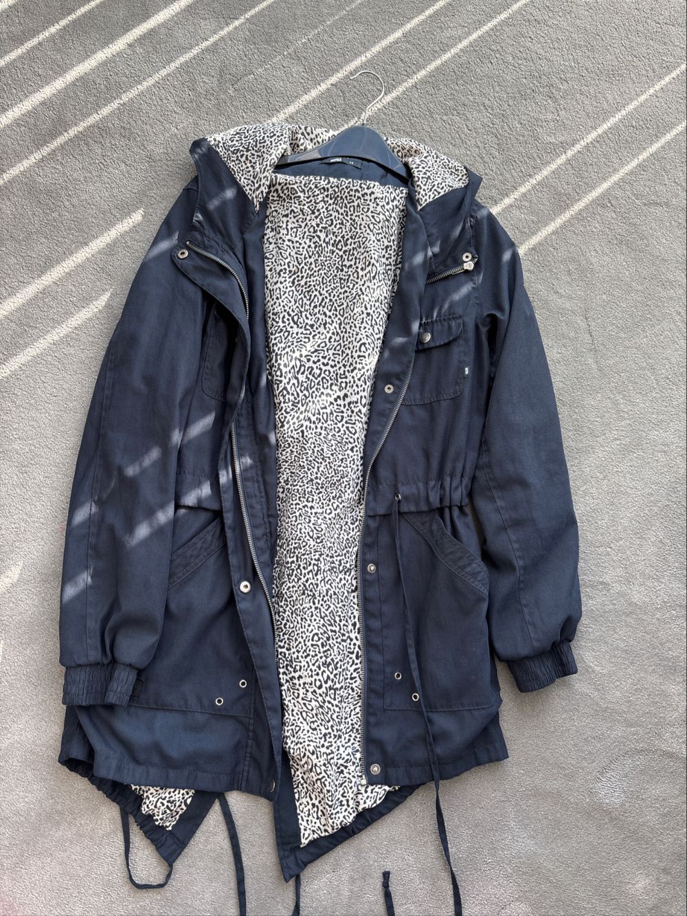 RPM Navy Hooded Jacket With Leopard Lining