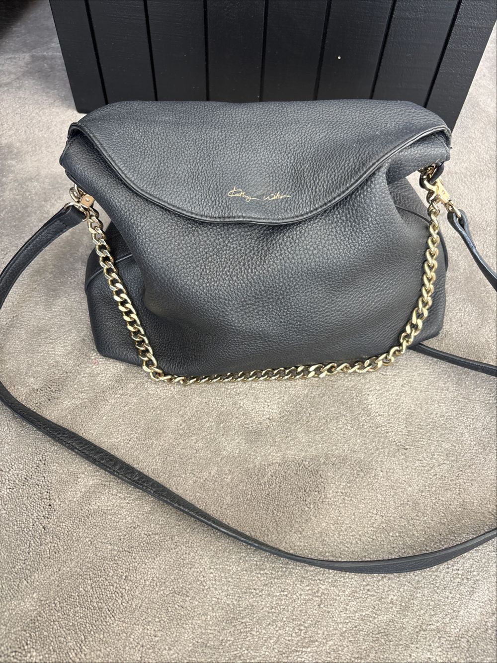 Kathryn Wilson Black Leather Shoulder Bag