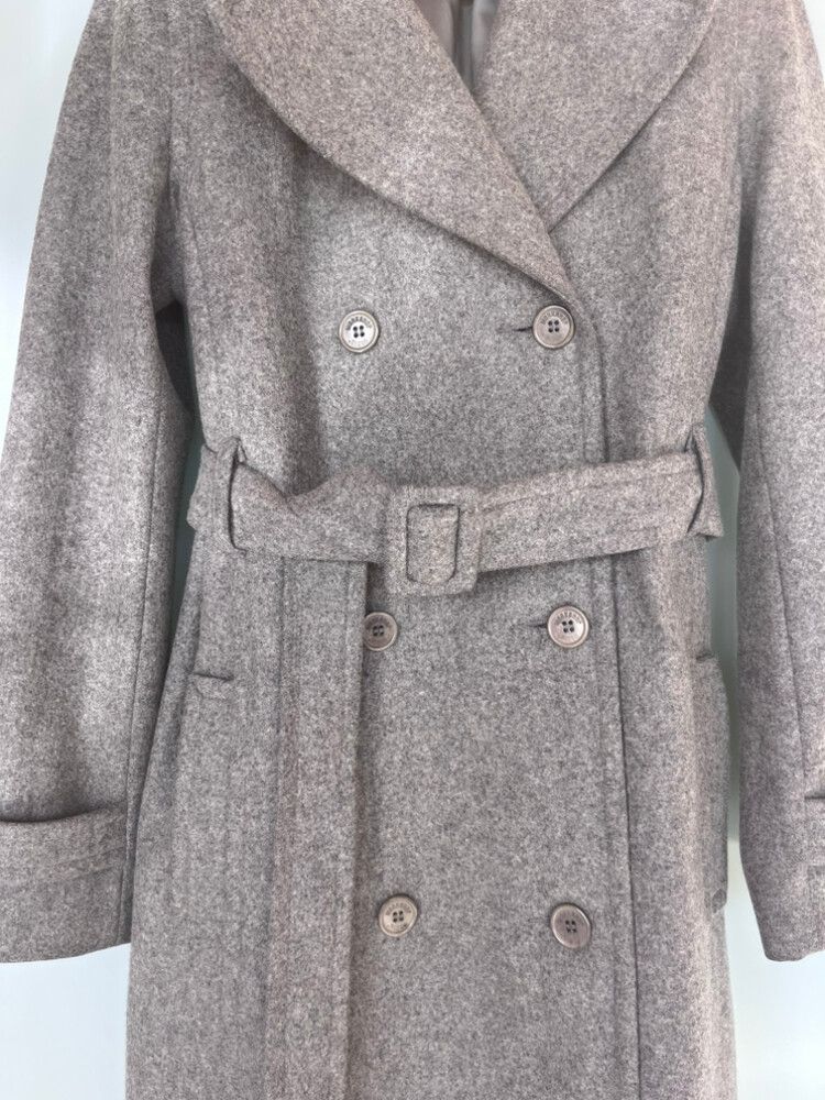 Grey Double-Breasted Wool Coat