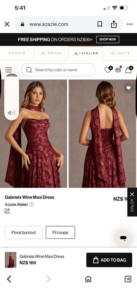 Gabriella wine maxi dress