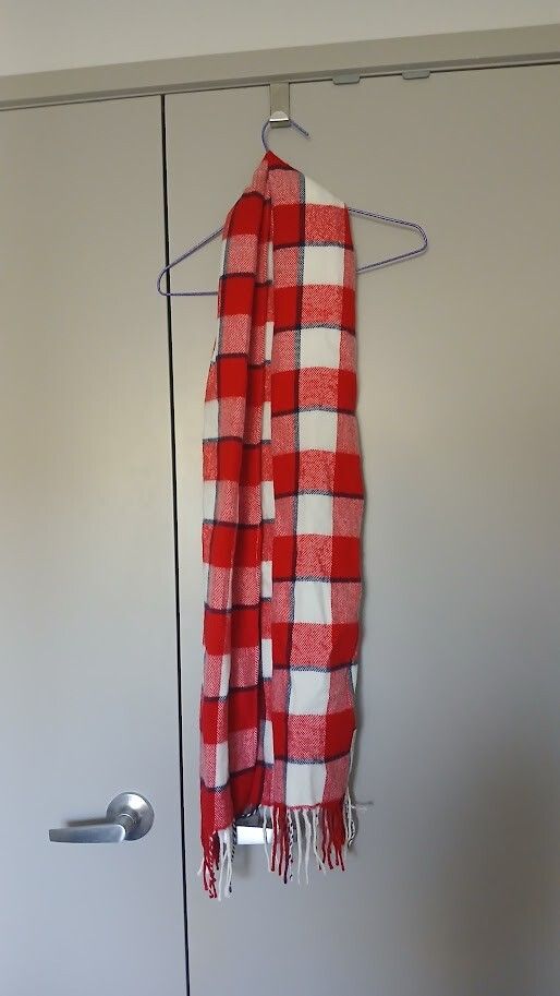 Red tartan woolen scarf
