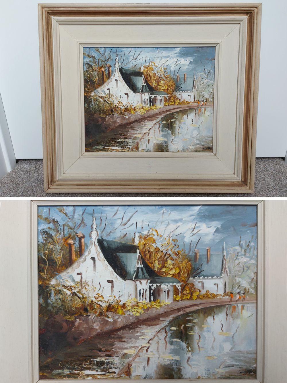*PICK UP ONLY | OIL PAINTING | VICTORIAN VILLA BY LAKE | AUSTRALIAN ARTIST: CLARE GOODWIN