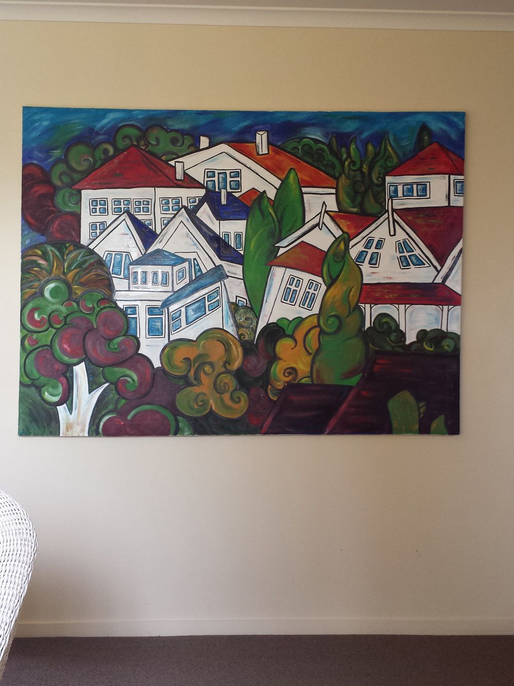 *PICK UP ONLY | HUGE OIL PAINTING ON CANVAS | SUBJECT: PARNELL VILLAS | ARTIST: LISA EVANS