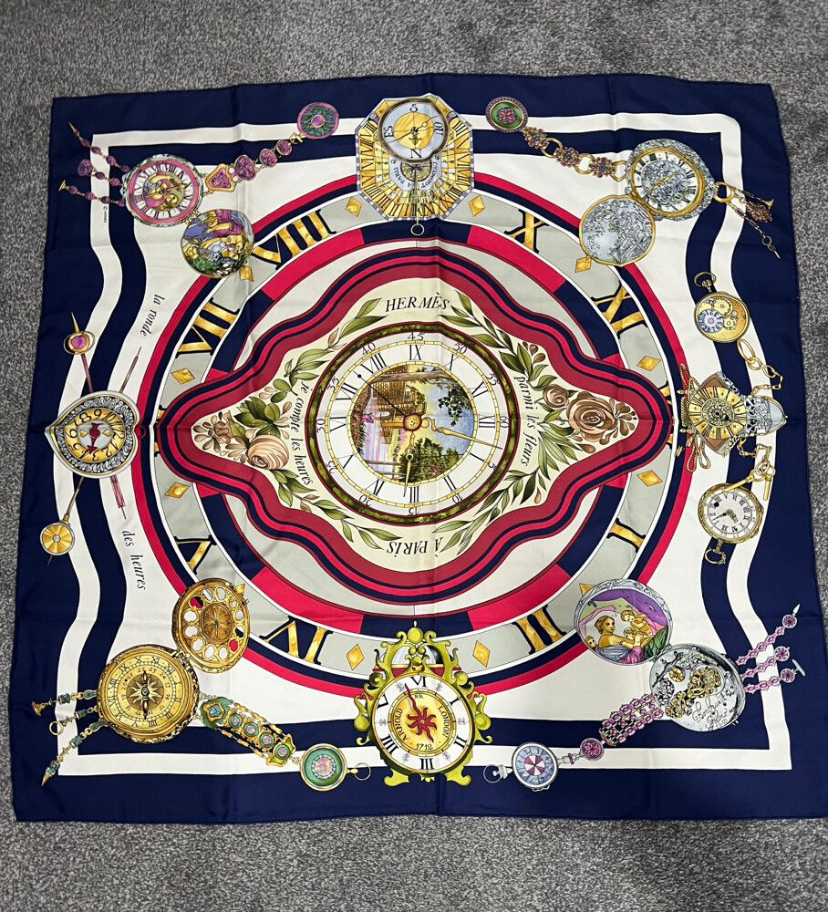 Fabulous Vintage Hermes Scarf - La Ronde des Heures