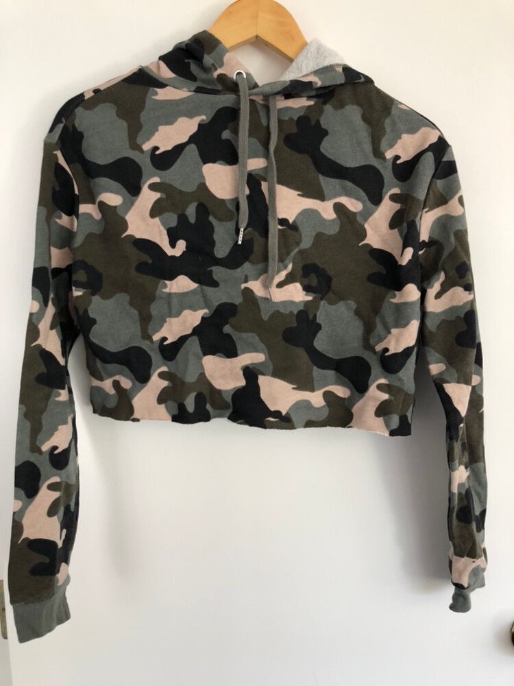Camo Cropped Hoodie Top