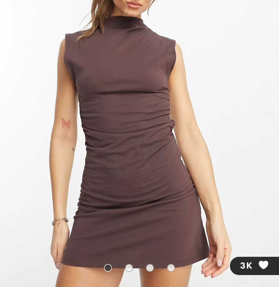 Chocolate Brown Ruched Mini Dress
