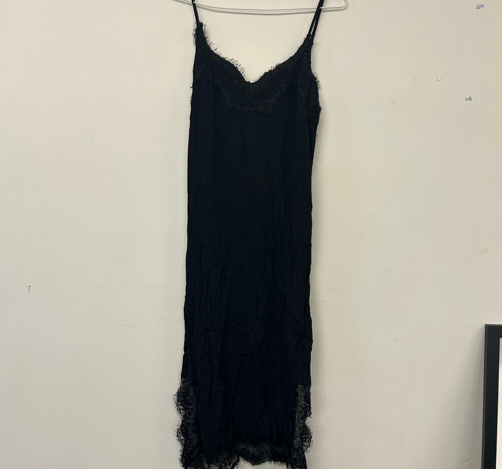 princess polly baby blue dress Bardot Black Lamont Slip Dress In Black main image 1