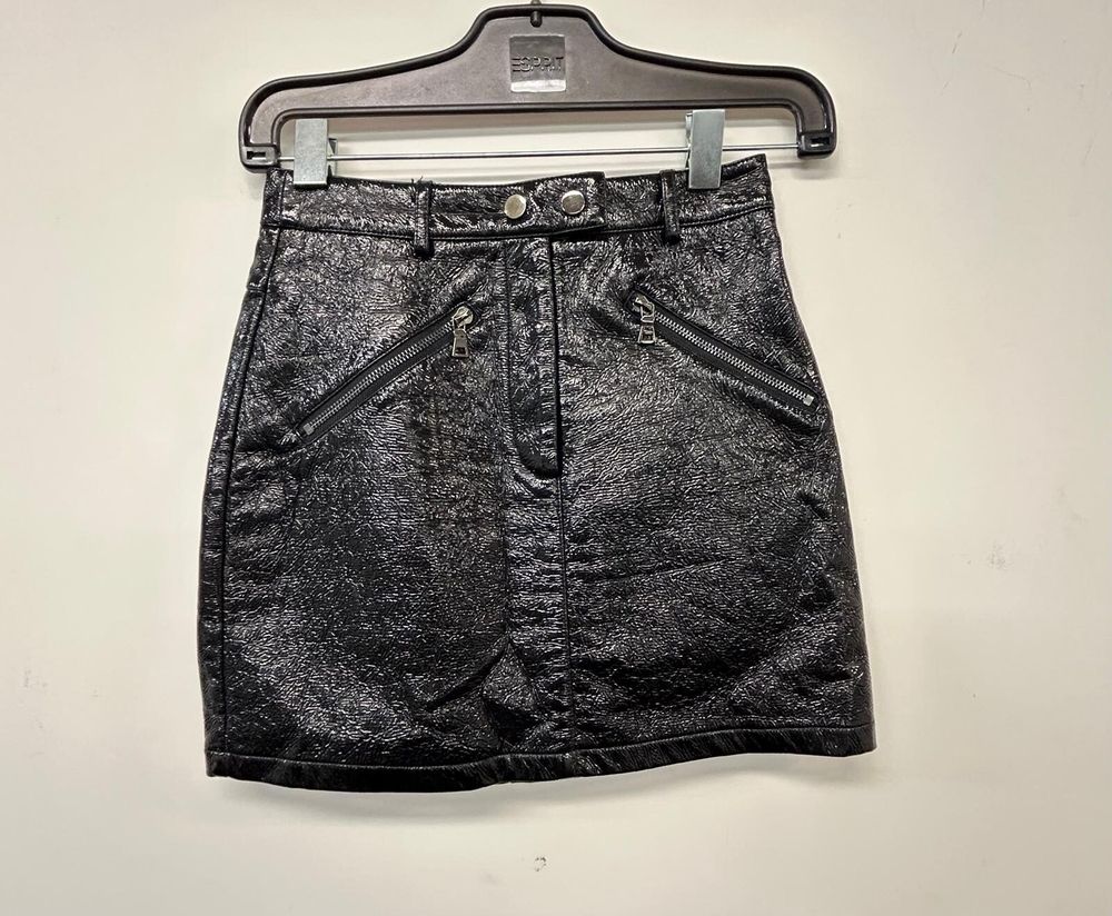 Black Faux leather Mini Skirt