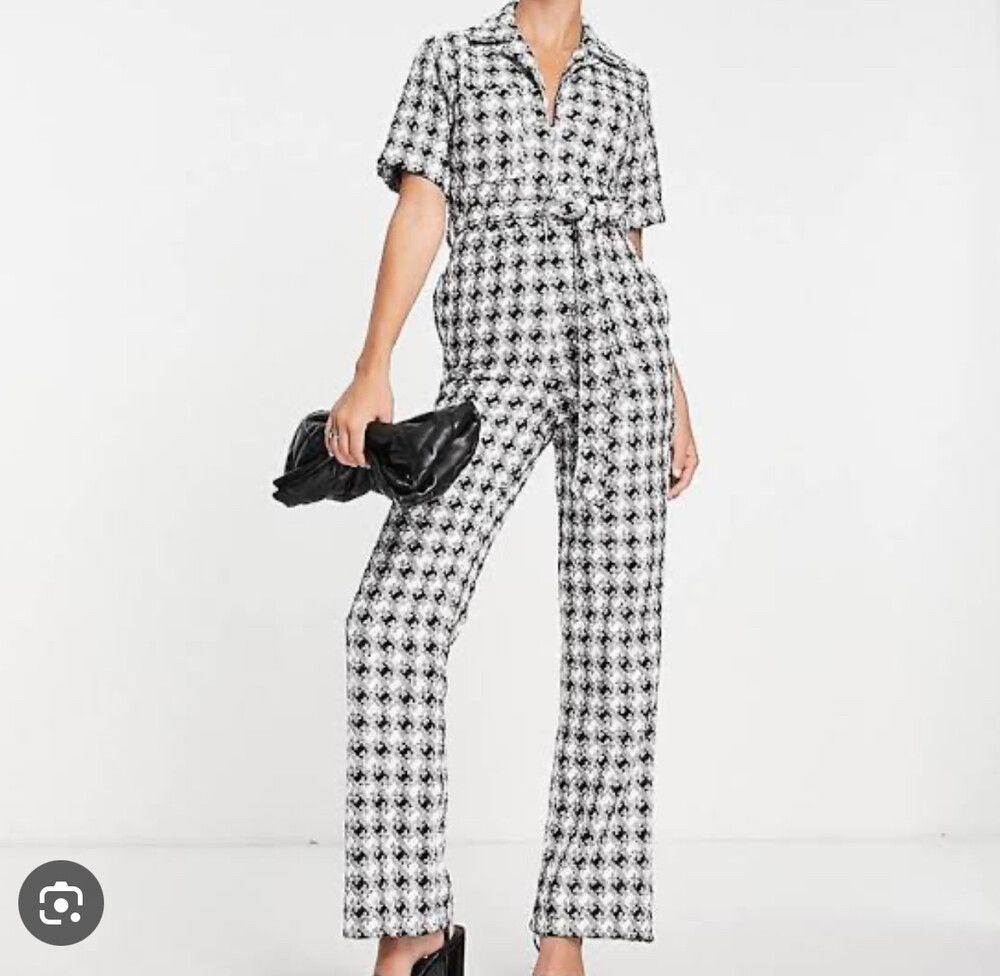 HOUNDSTOOTH BOUCLE JUMPSUIT