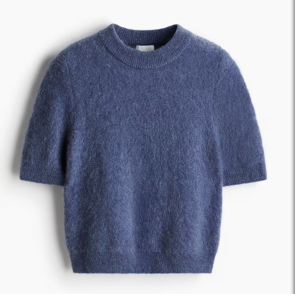 Blue Mohair Blend Top