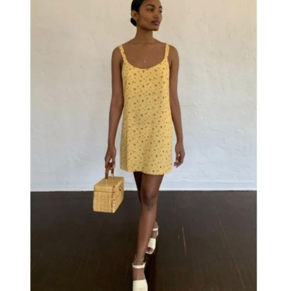 PUGLIA FLORAL-PRINT CREPE MINI DRESS YELLOW