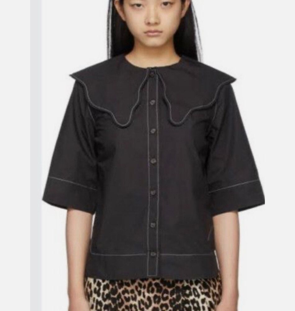 Black Collared Poplin Top