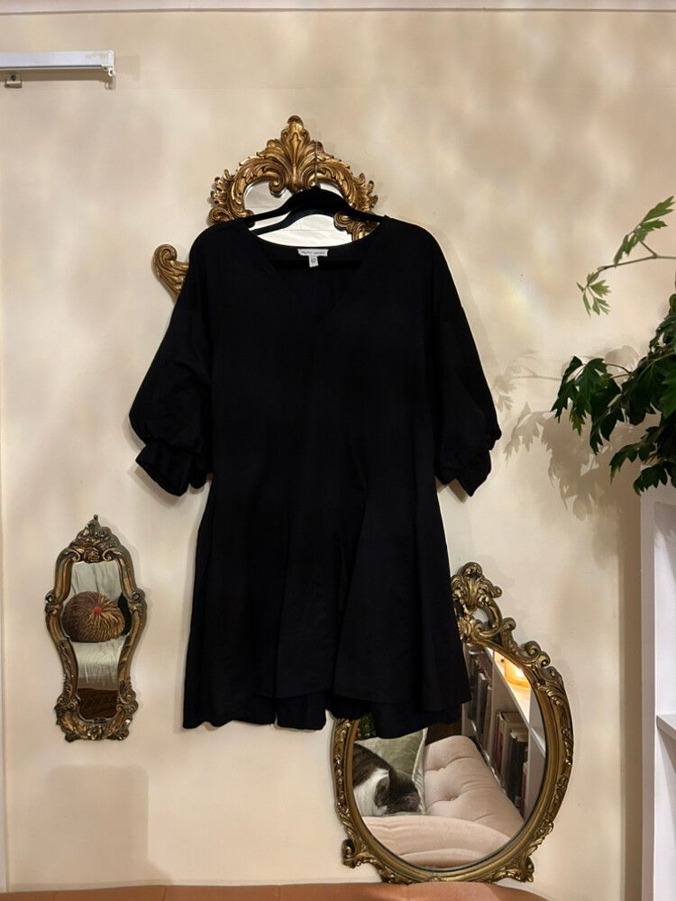 Cotton Balloon Sleeve Mini Smock Dress