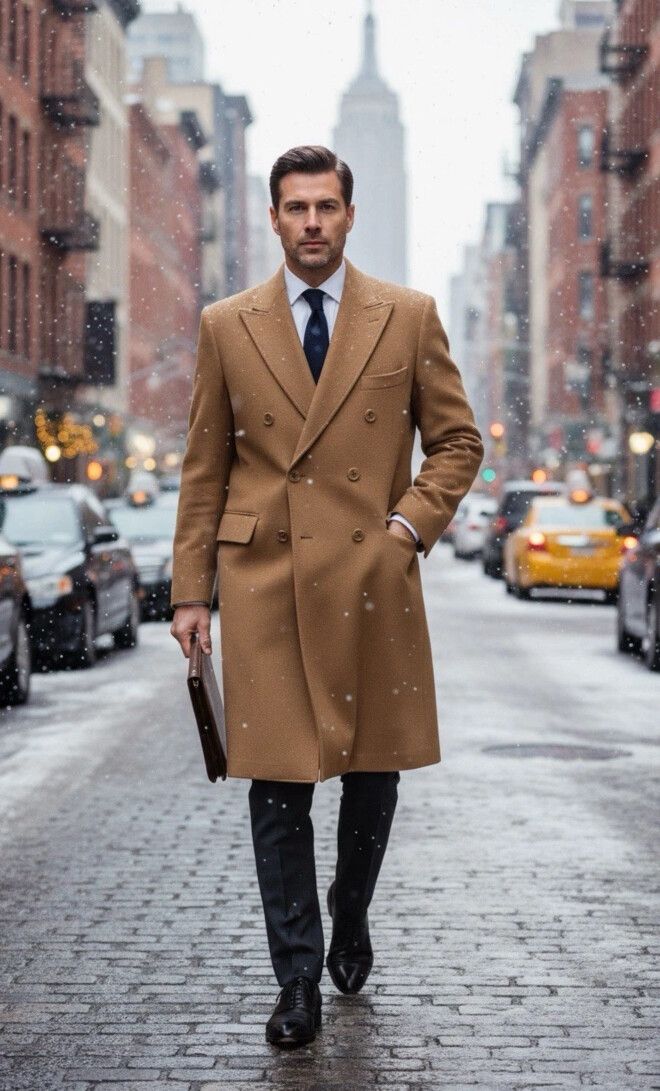 SAKS FIFTH AVENUE Men’s 100% Cashmere Camel Overcoat Size M RRP $1,000 *NEW**