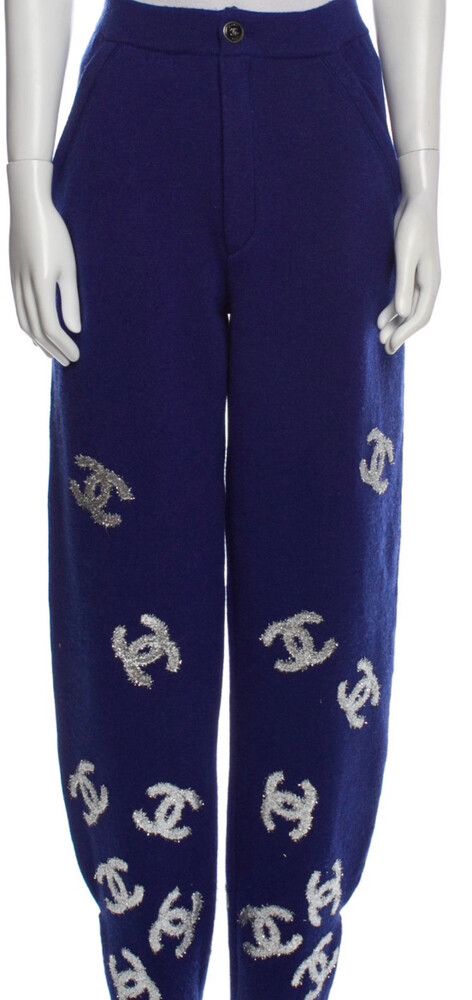 Authentic CHANEL Logo CC 100% Cashmere Pants RRP $4,000 * RARE**