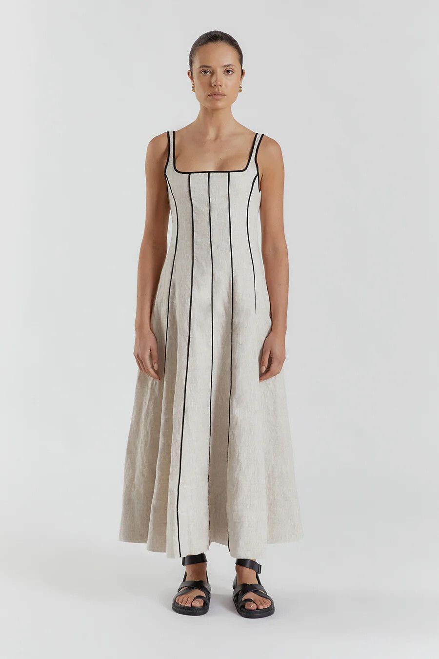 DISSH - Beck Natural Linen Midi Dress on Designer Wardrobe DISSH - Beck Natural Linen Midi Dress on Designer Wardrobe