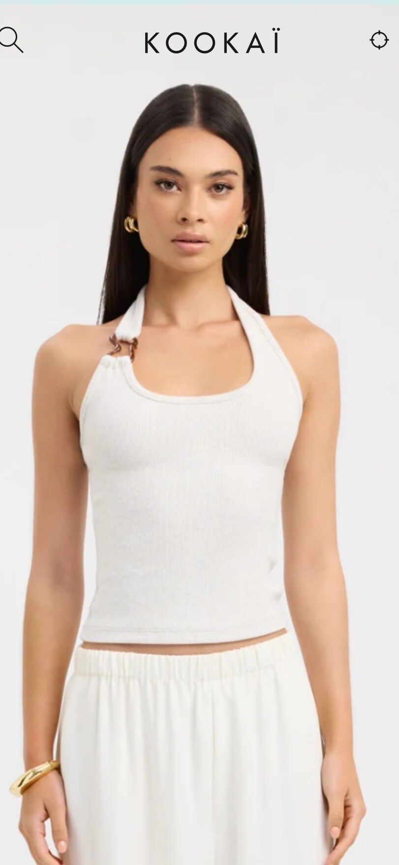 Kookai White Ribbed Halter Top