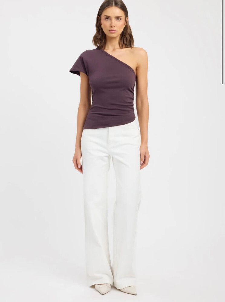 Kookai Brown Asymmetrical One Shoulder Top
