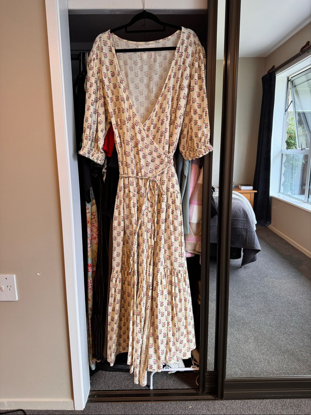 Daughters Of India Beige Floral Maxi Dress