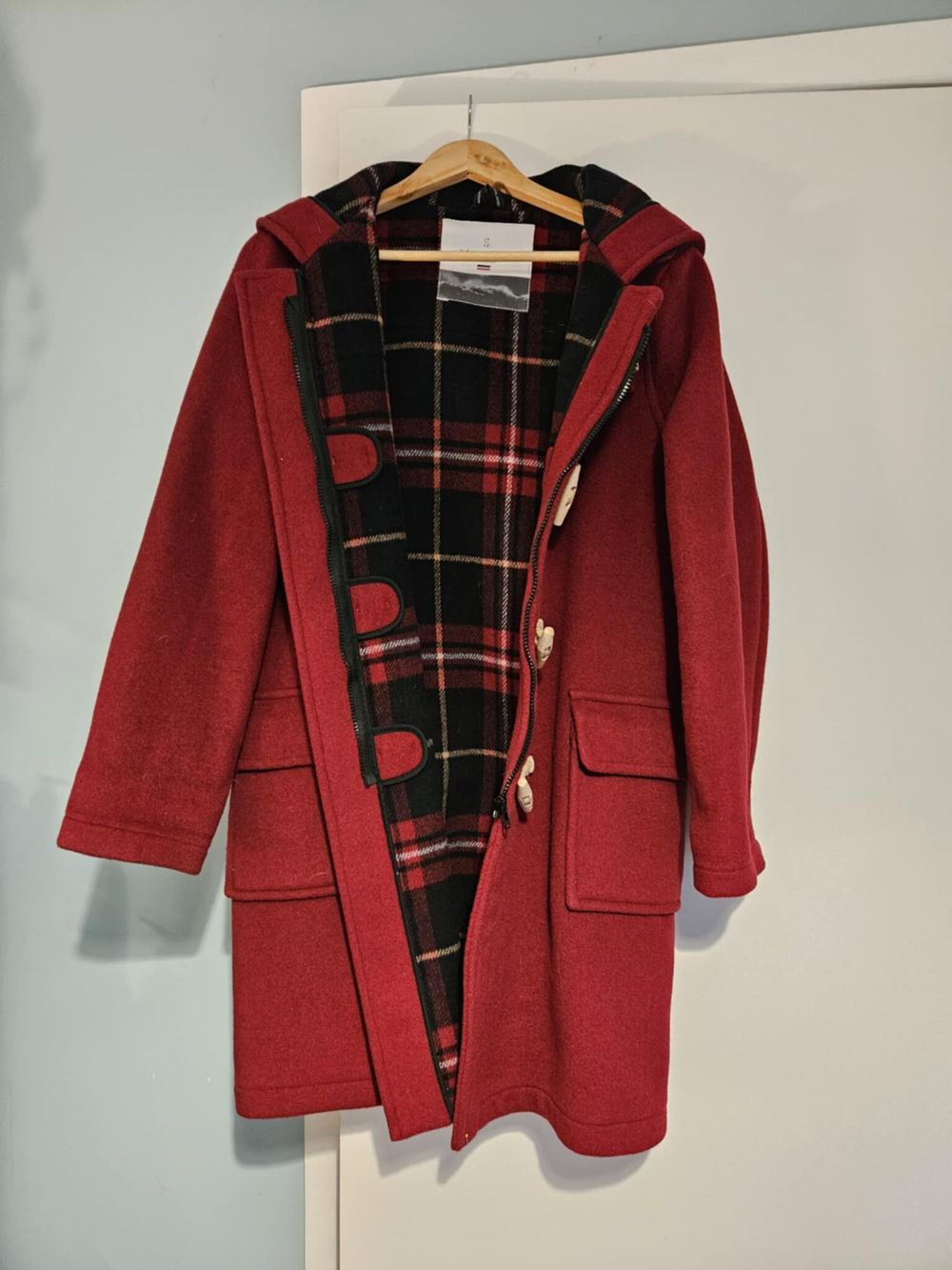 Women's Burgundy Original Classic Fit Duffle Coat with Wooden Toggles