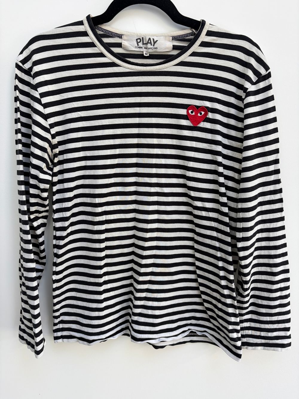 Comme des Garcons Play Black and White Striped Long Sleeve Top