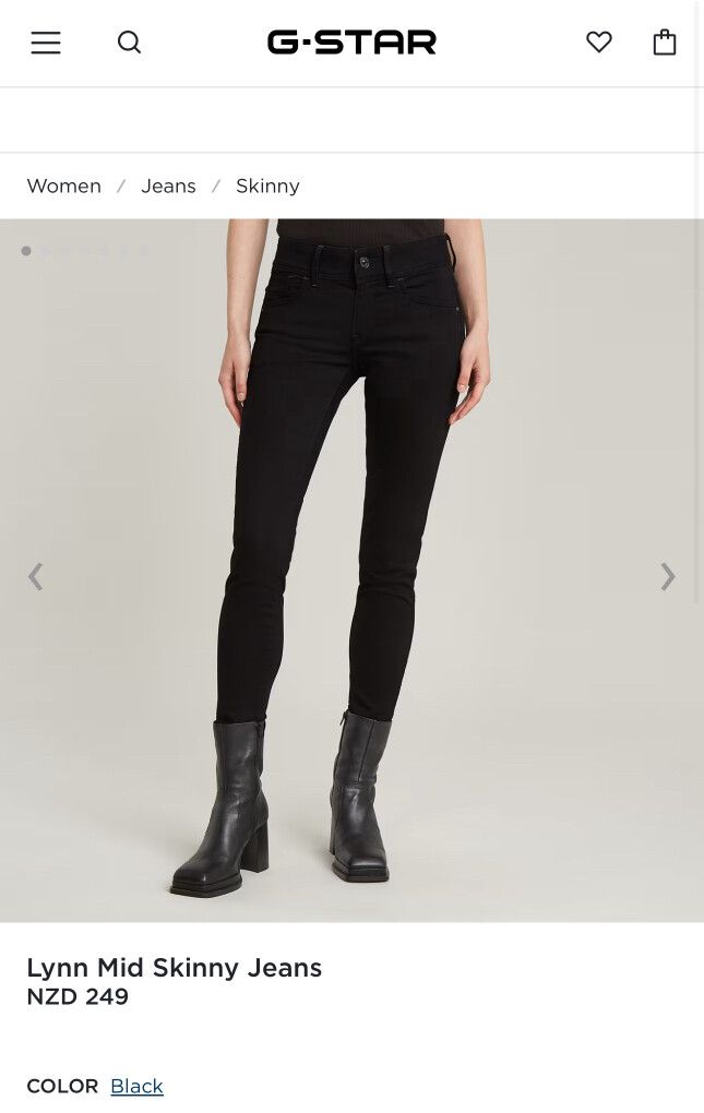 G Star Lynn Pitch Black Mid Skinny Jean