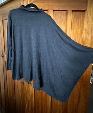 Sills Grey Merino Wool one sleeve poncho style top