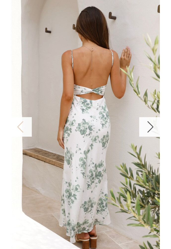 Saints + Secrets - Green and White Floral Maxi Dress on Designer Wardrobe Saints + Secrets - Green and White Floral Maxi Dress on Designer Wardrobe