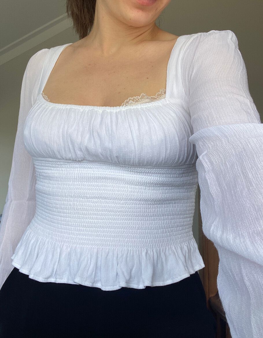 Kookai - Kookai White Long Sleeve Top on Designer Wardrobe