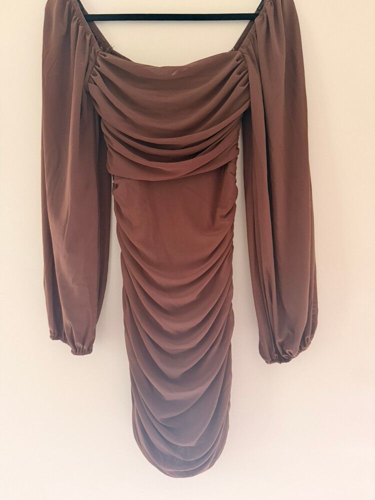 rumor ruched dress RUMOR Total Time Pink Ruched Open Back Y2K Mini Party Bodycon Dress NWT  AU6/US2