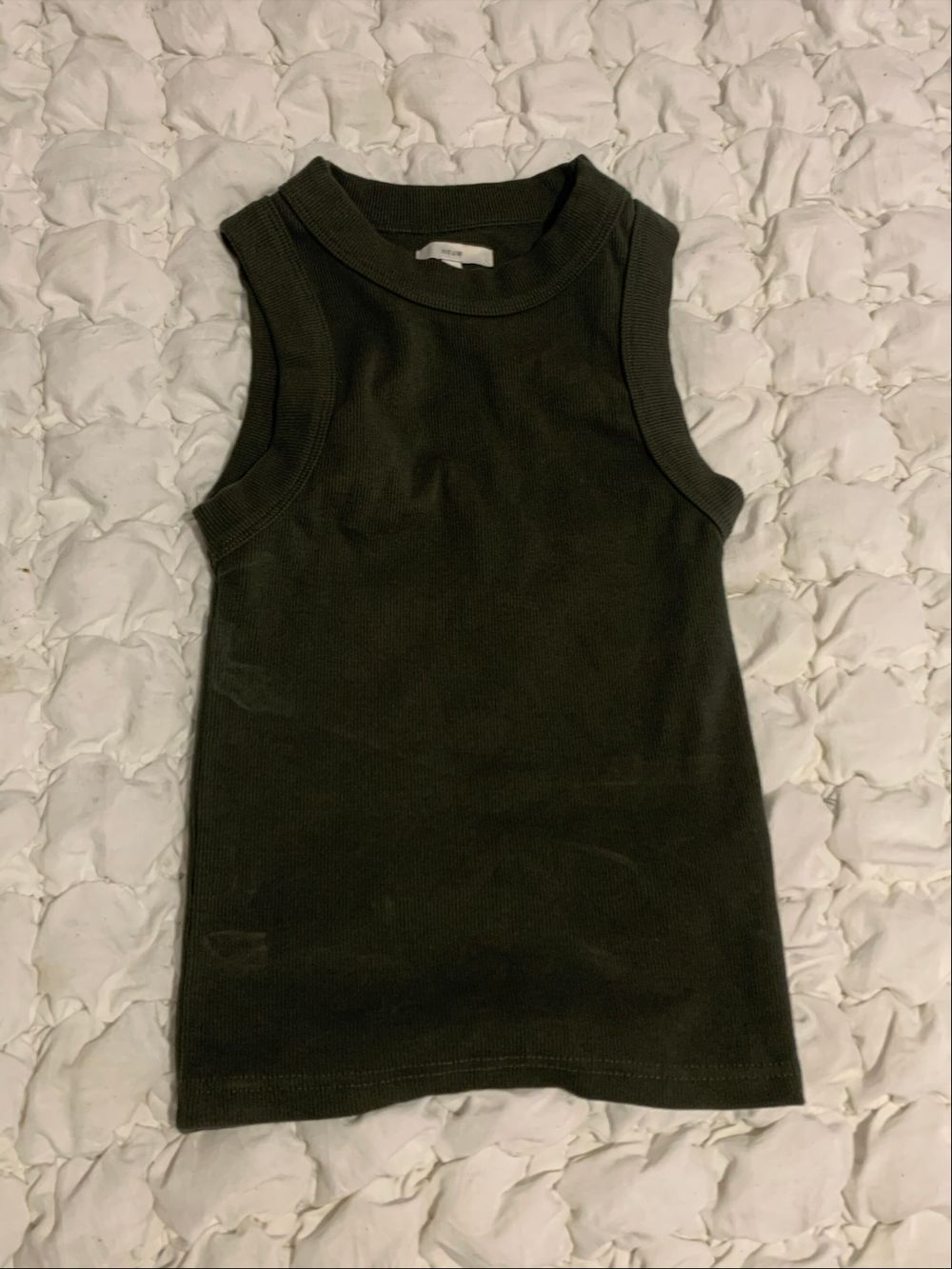 Neuw Olive Green Ribbed Tank Top
