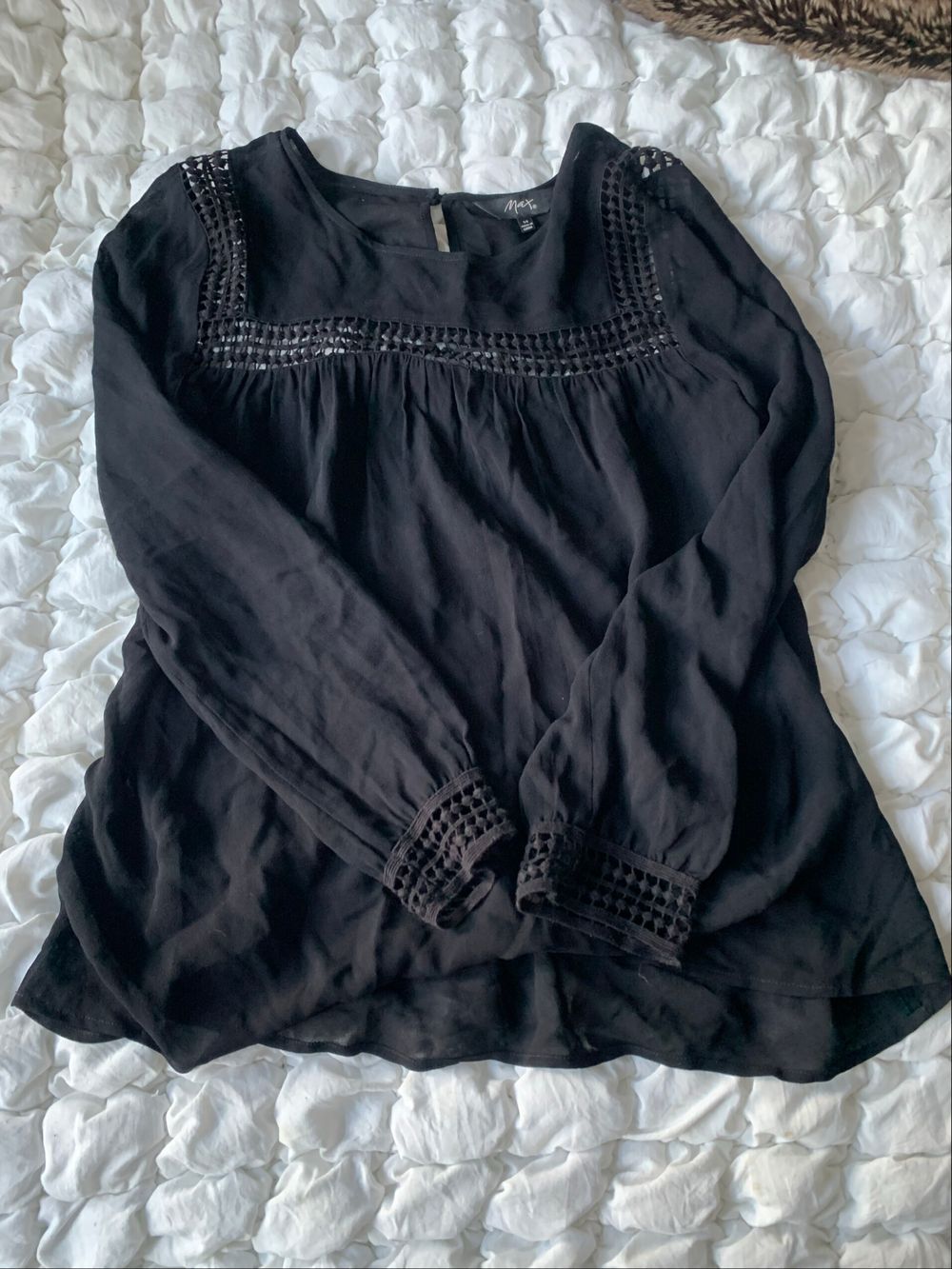 Max Black Crochet Detail Blouse