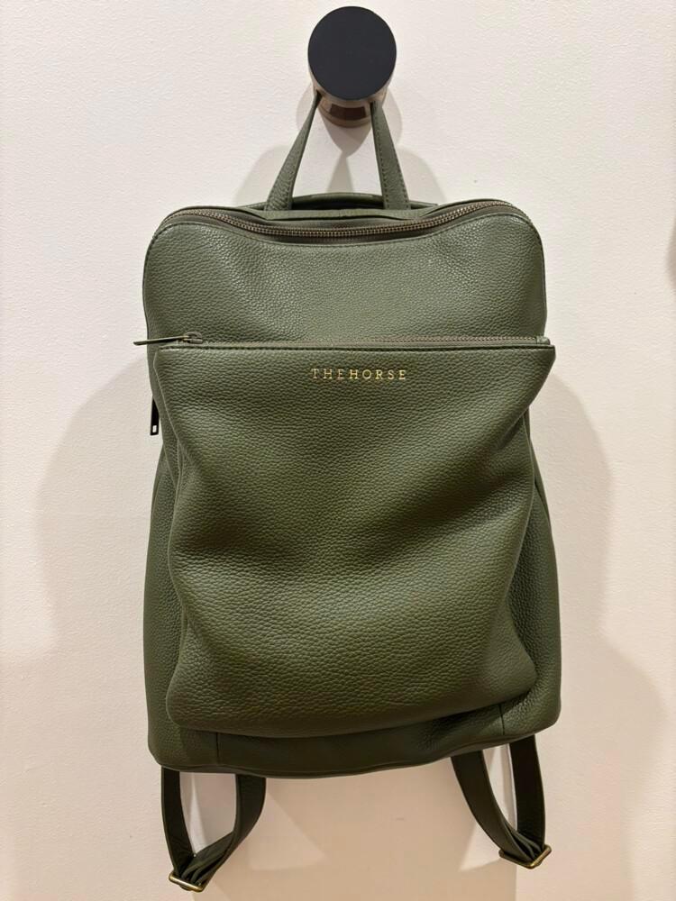 The Horse - Olive Leather Backpack on Designer Wardrobe display picture 1