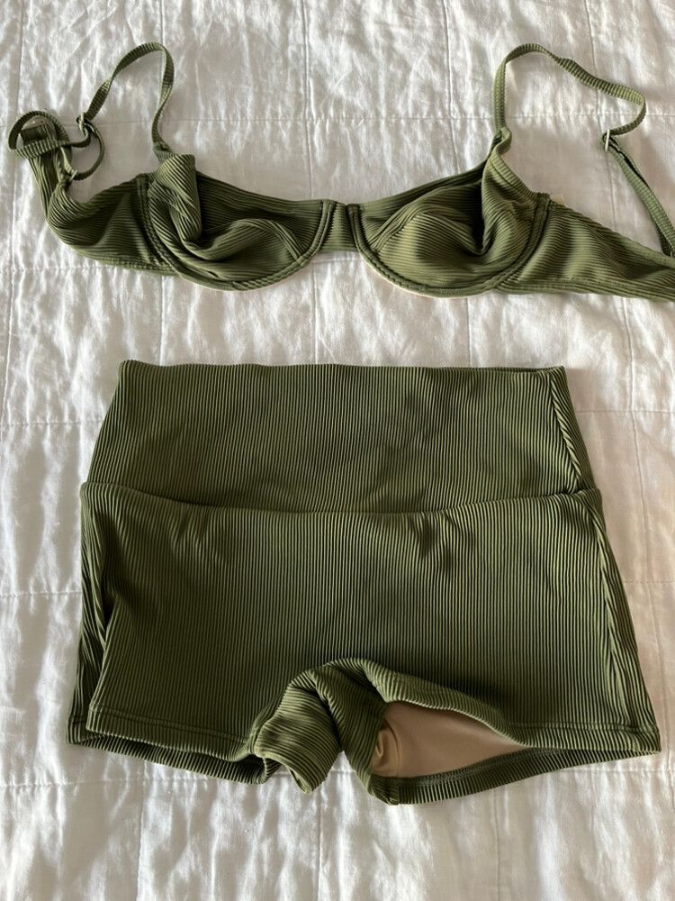 Khaki Ribbed Swim Set - Zulu and Zephyr