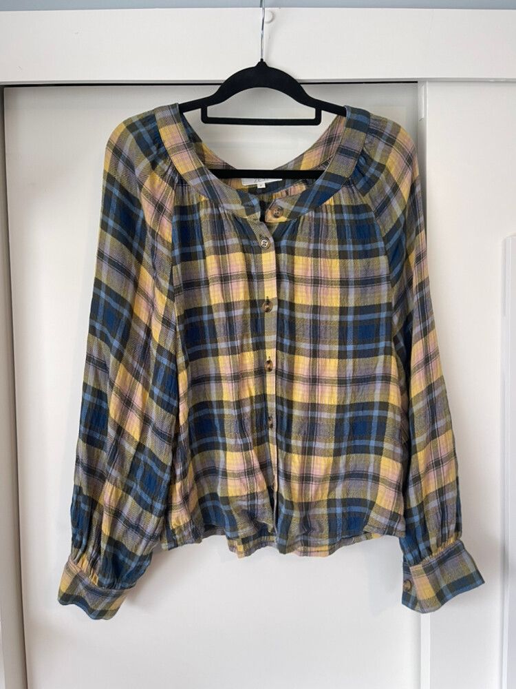 Zest Yellow Blue Plaid Shirt
