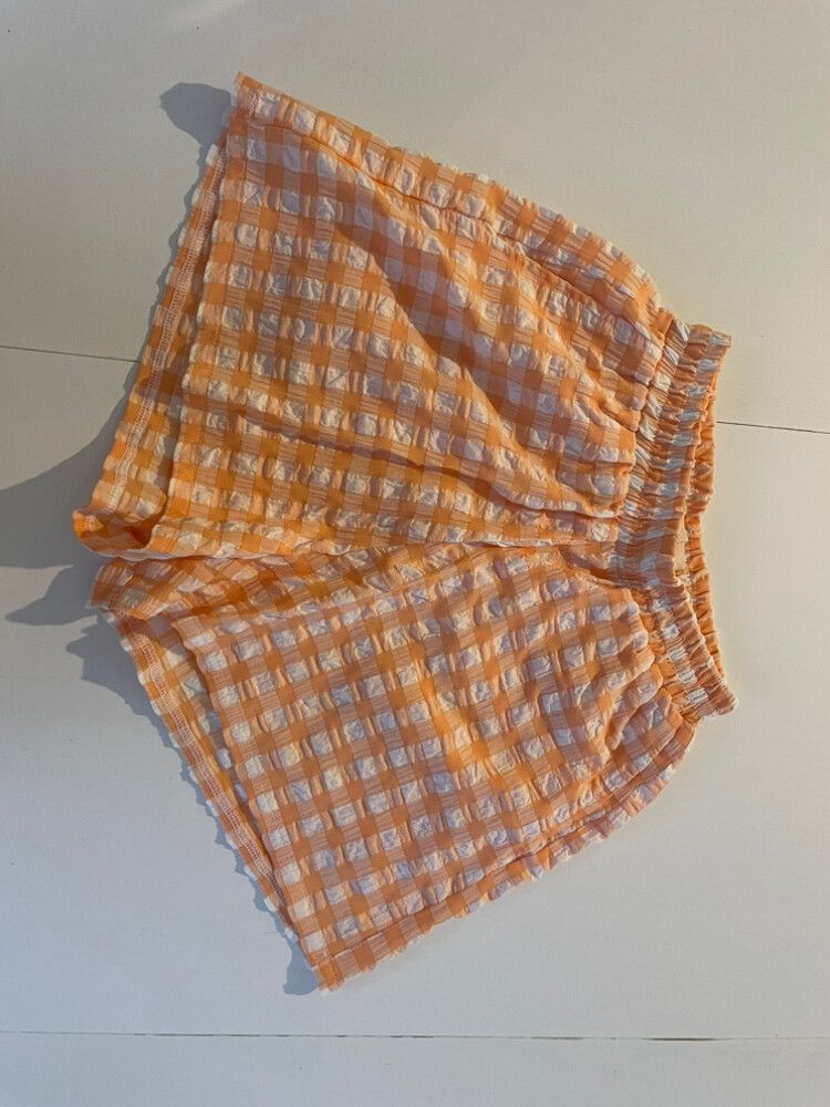 Stella Claire Orange Checkered Shorts