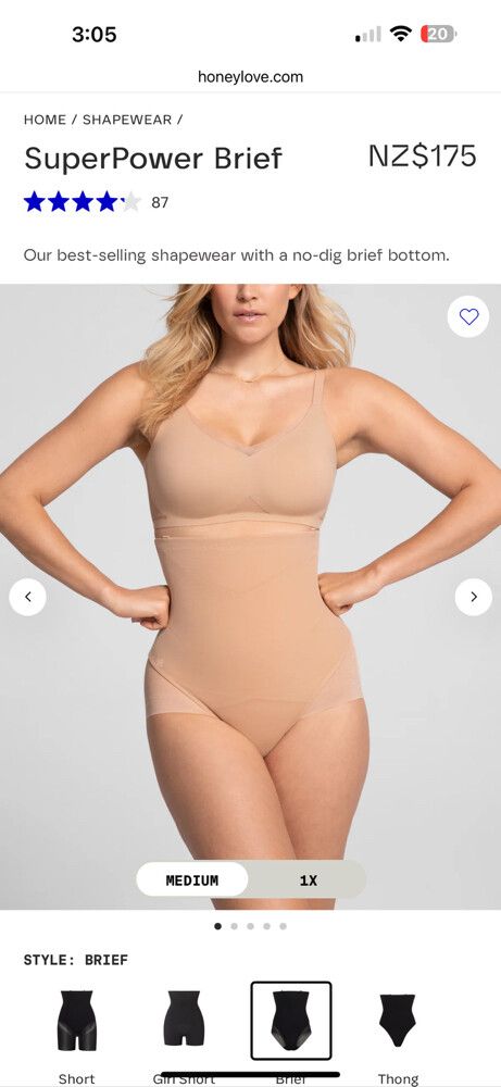 Honeylove Superpower Brief Shapewear