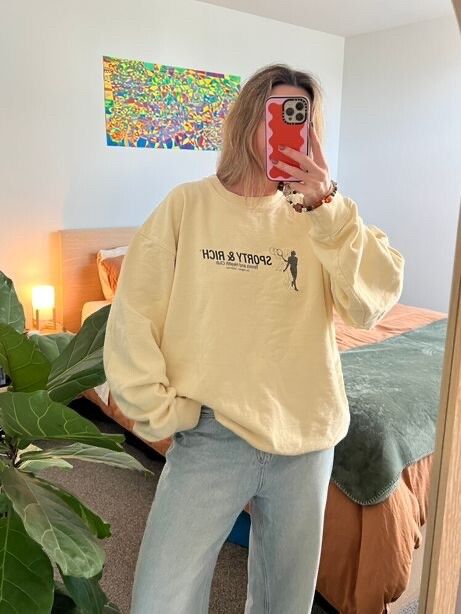 Sporty & Rich Butter Yellow Tennis Sweatshirt