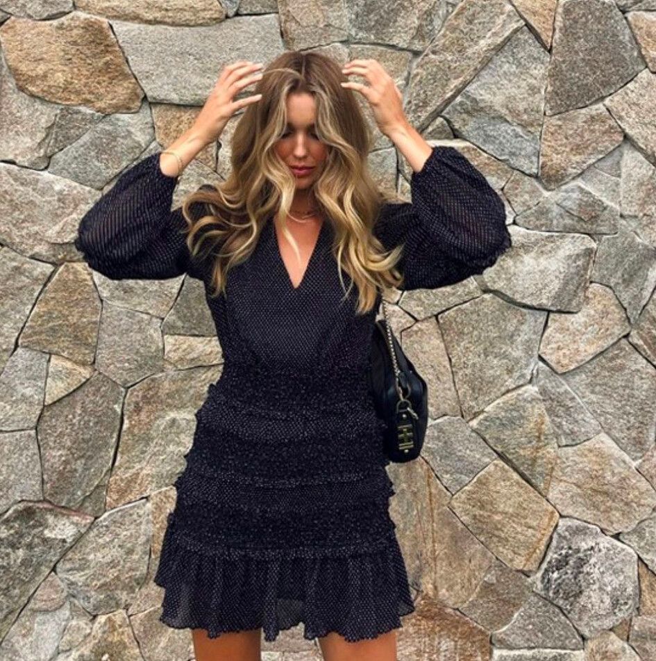 The East Order - Behati V neck mini dress in black on Designer Wardrobe