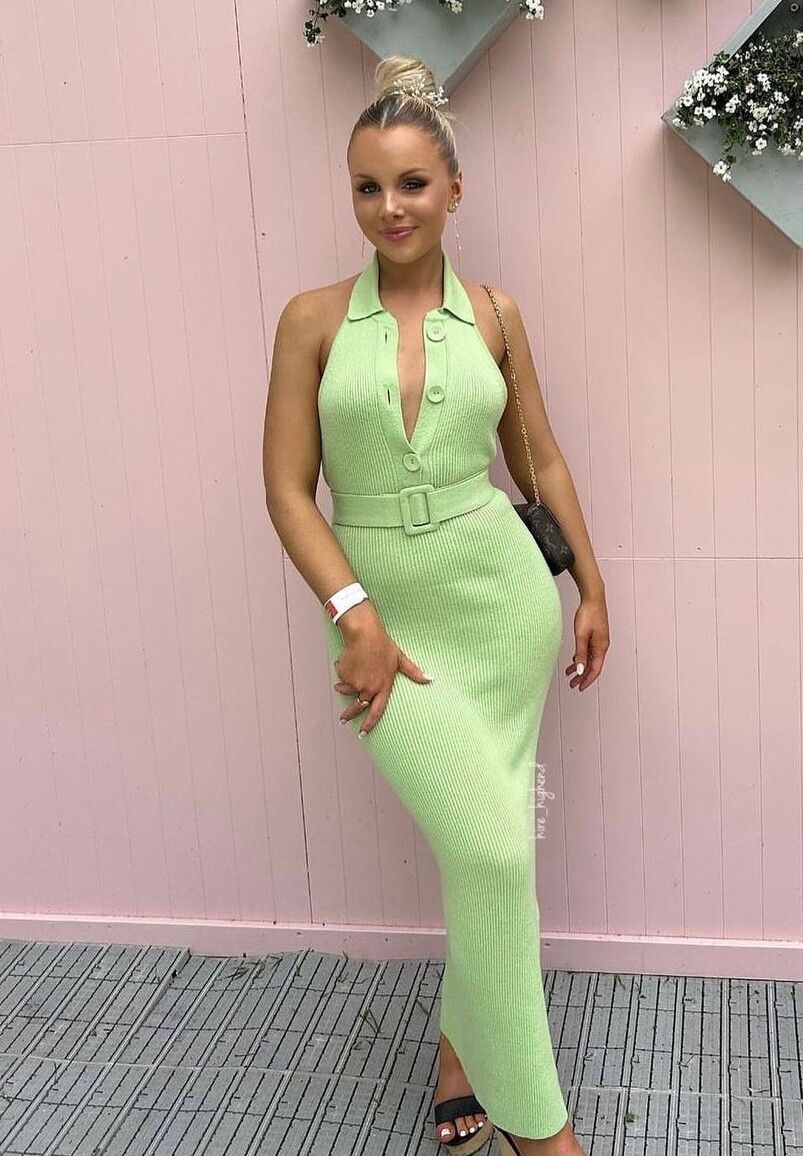 slim fit dress slacks Sage Satin One-Shoulder Sloane Maxi Dress main image 1