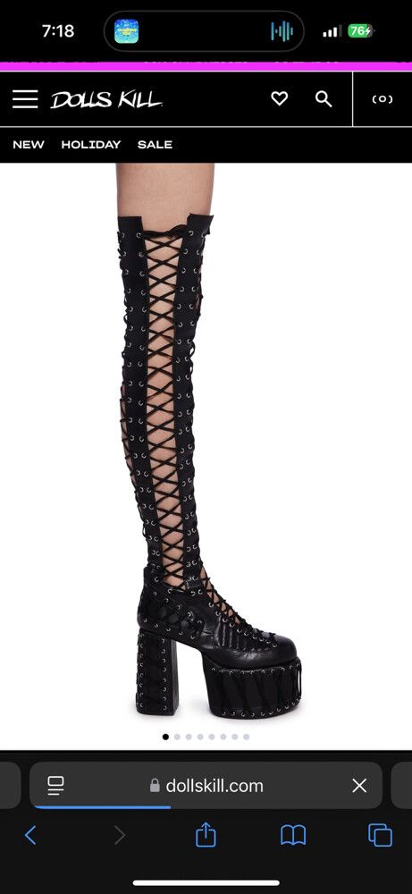 Dolls Kill - CLUB EXX thigh High Lace Up Boots on Designer Wardrobe