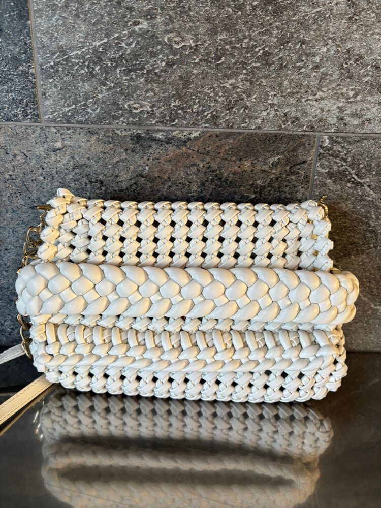 Aje White Woven Bag