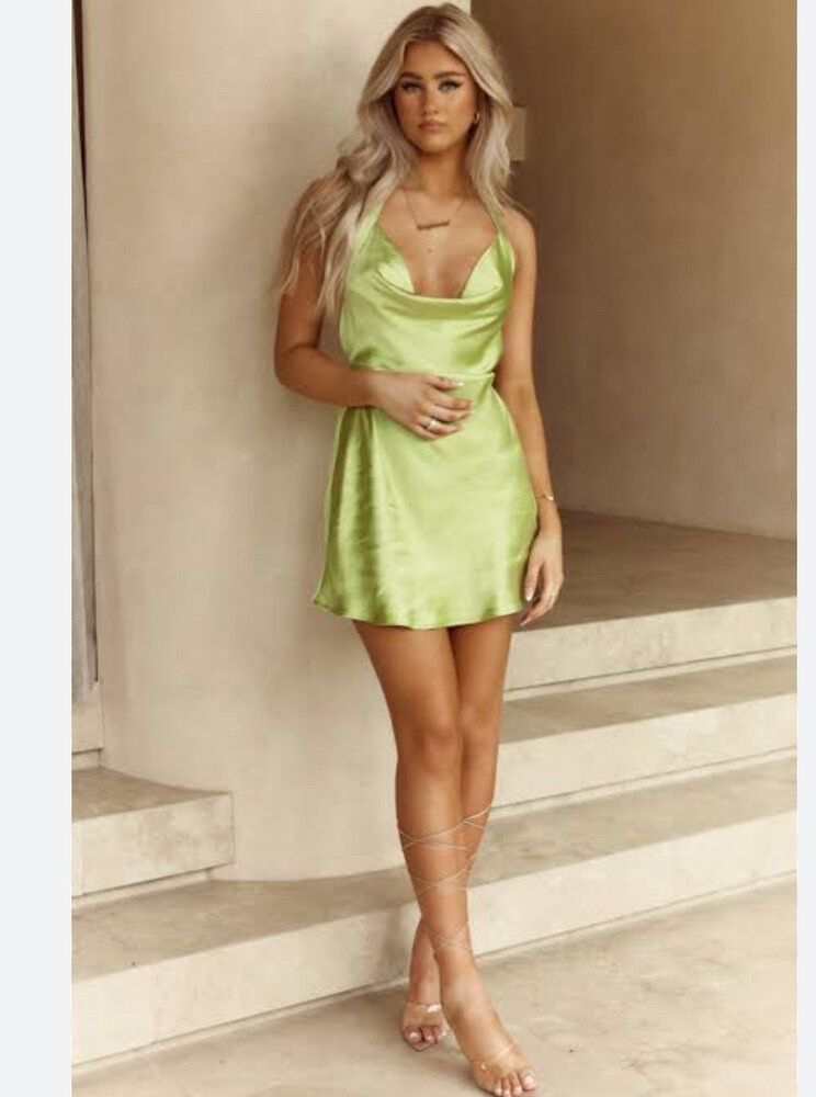 Beginning Boutique - Audrey Green Halter Mini on Designer Wardrobe